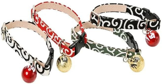Cat Collar｜Japan-Karakusa｜Arabesque Pattern｜Cat ｜White/Black/Red/Green (Green, S)