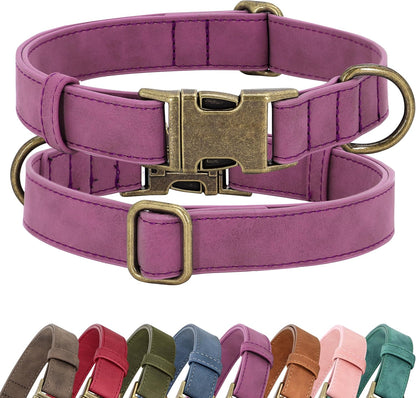 Soft PU Leather Dog Collar, Stylish Quick Released Dog Collars for Small Dogs, Easy Clean Adjustable Pet Collar for Daily Walking, Blue, S Fit 10-15" Neck
