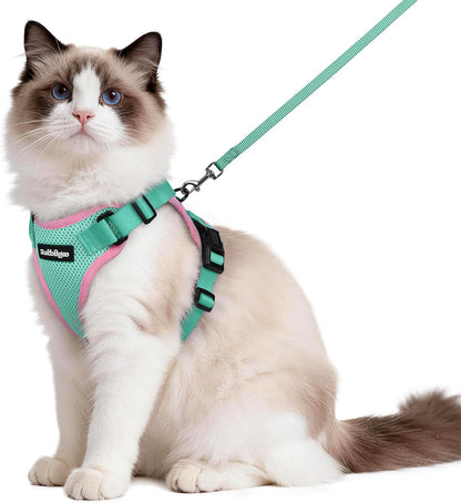 Cat Harness and Leash for Walking, Escape Proof Soft Adjustable Vest Harnesses for Cats, Easy Control Breathable Reflective Strips Jacket, Black, XS