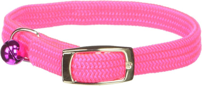 Kool Kat Elastic Cat Safety Collar with Bell, Green, 10"