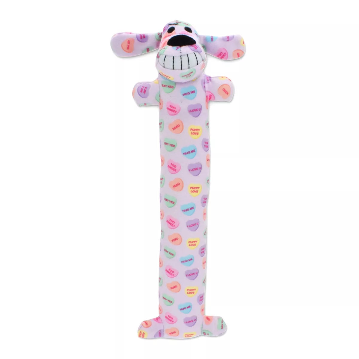 Multipet Candy Heart Loofa Interactive Plush Dog Toy