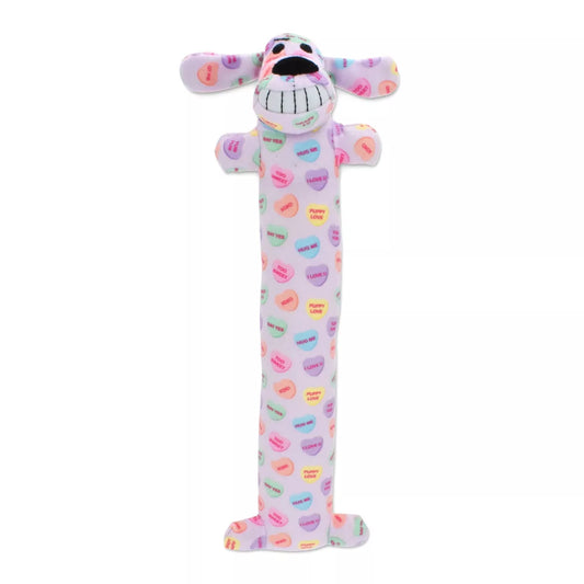 Multipet Candy Heart Loofa Interactive Plush Dog Toy