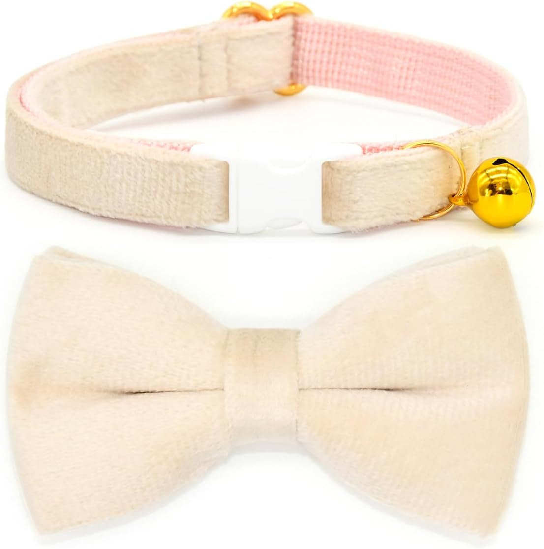 Cat Collars with Bowtie, Turquoise Velvet Cat Collar, Safety Breakaway Cat Collar