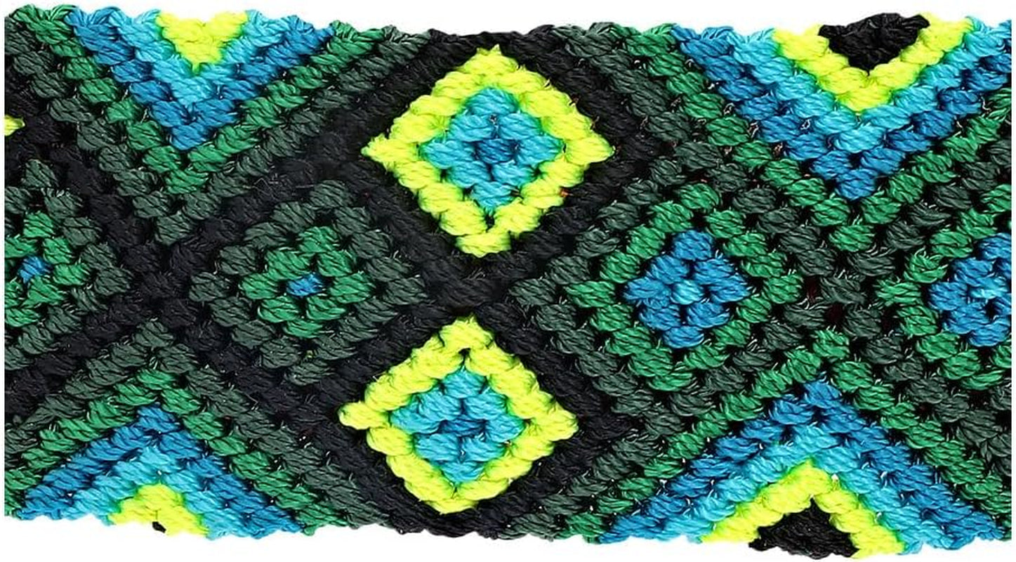 Premium Leather Dog Collar - Adjustable Handcrafted Collar for Small to Large Dogs (Blue/Green, L)