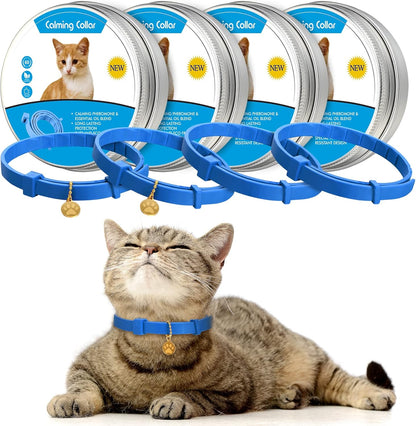 4 Pcs Cat Calming Collar Adjustable Pheromones Scent Relaxing Cat Collar with 2 Pendant for Puppies Reduce Stress Aggression Anxious, up to 15 Inches(Purple, Gold)