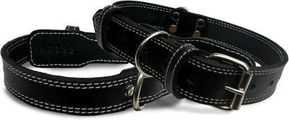 Leather Dog Collar with Reinforced Hardware, Heavy Duty Dog Collars for All Breeds, Made of Top Grain Genuine Leather That Is Soft & Durable (Brown, LG)