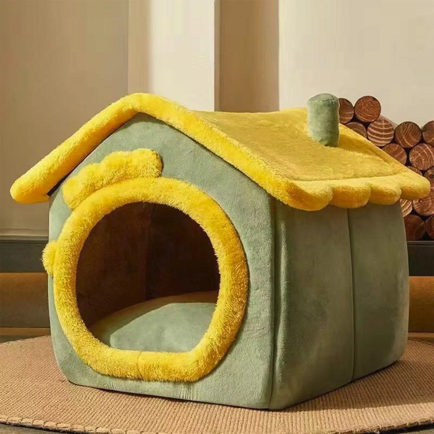Cat House, Foldable Pet Cats Dog House Cats Beds Cats Tent Prevents Slip Bottom Removable Roof Soft Comfortable Pet Products