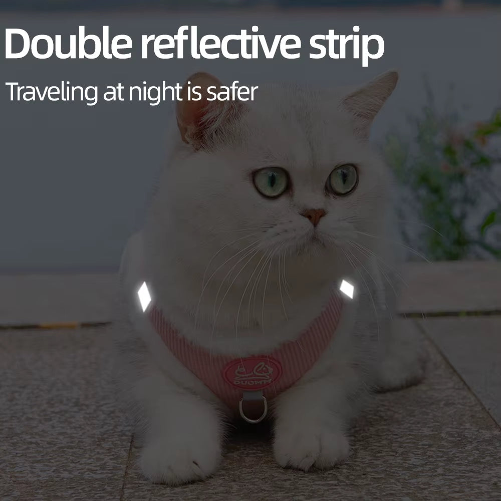 Cat Winter Small Dog Harness Leash Rabbit Plush Reflective Pet Harness Vest-Style Puppy Outdoor Dog Lead Walking Cat Windproof