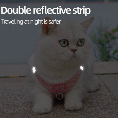 Cat Winter Small Dog Harness Leash Rabbit Plush Reflective Pet Harness Vest-Style Puppy Outdoor Dog Lead Walking Cat Windproof