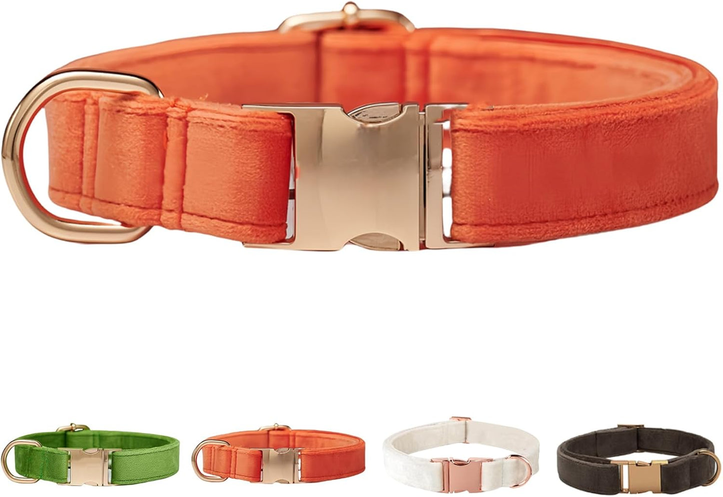 Velvet Dog Collar for Small Medium Dog, Durable Soft Velvet, White Green Orange Brown for Girl Boy, Adjustable Metal Buckle Puppy Collar Suitable for Running, Playing and Weddings. (Brown, XS)