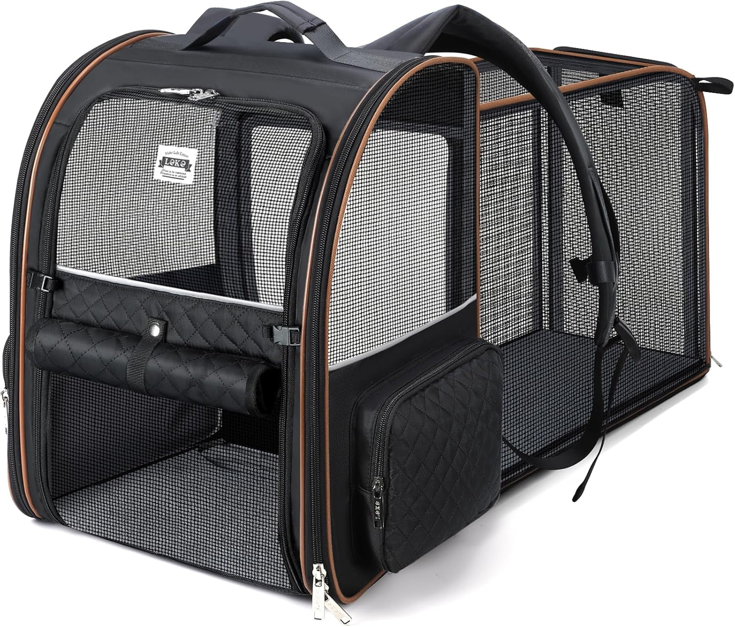 Cat Carrier Backpack, Expandable Pet Carrier with Sun Shade & Full Front Opening, Breathable Mesh Backpack for Small Dogs & Medium Cats up to 18 Lbs, Foldable for Hiking, Camping (Grey)