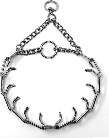 Prong Dog Training Collar, 22In X 3.0Mm (Neck Size up to 18In) Medium, Ultra-Plus Chrome Plated Steel Pet Pinch anti Pull Collar for Dogs Made in Germany