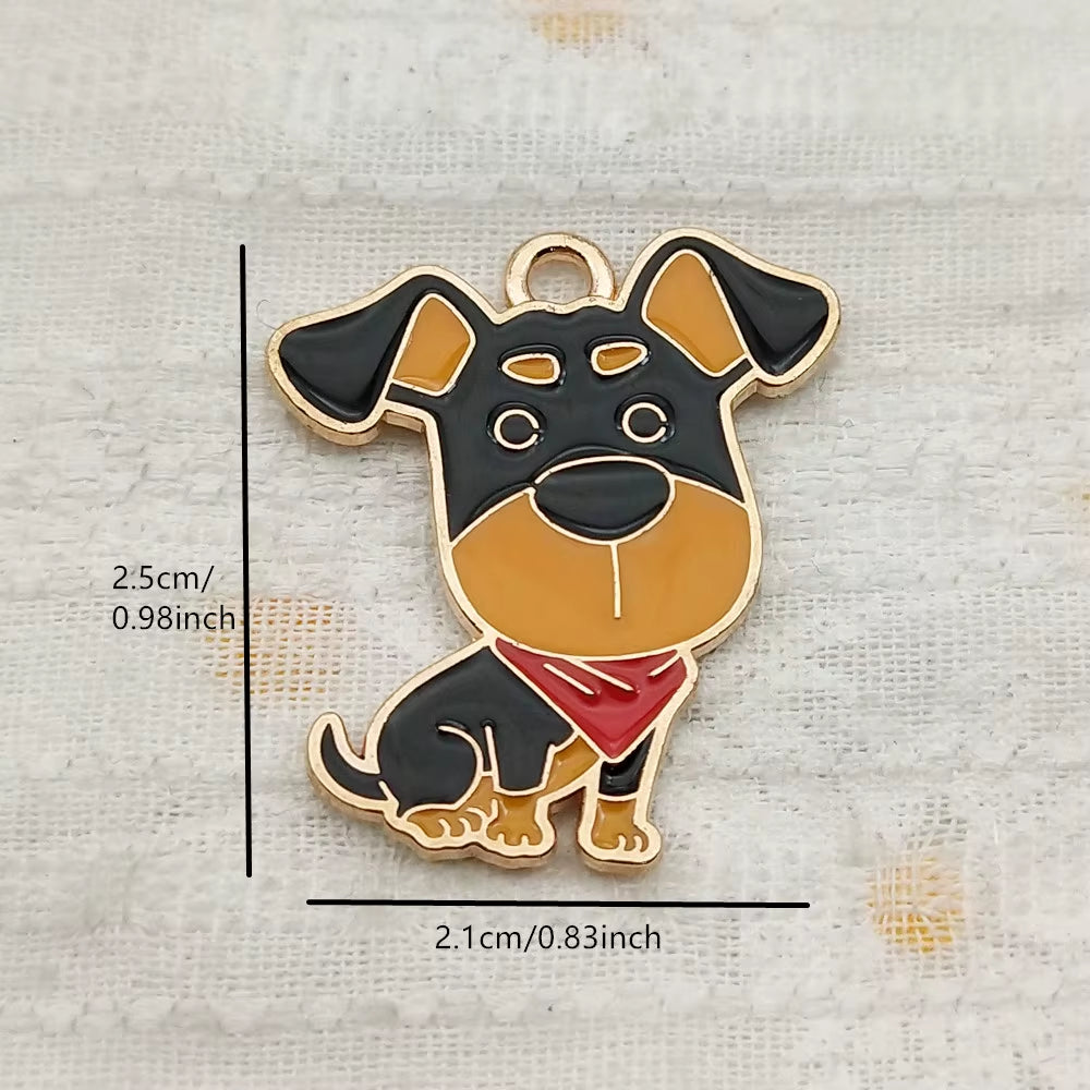 10Pcs Dog Charm Jewelry Accessories Diy Making Craft Enamel Necklace Earring Pendant Keychain Charms Alloy Metal Gold Plated