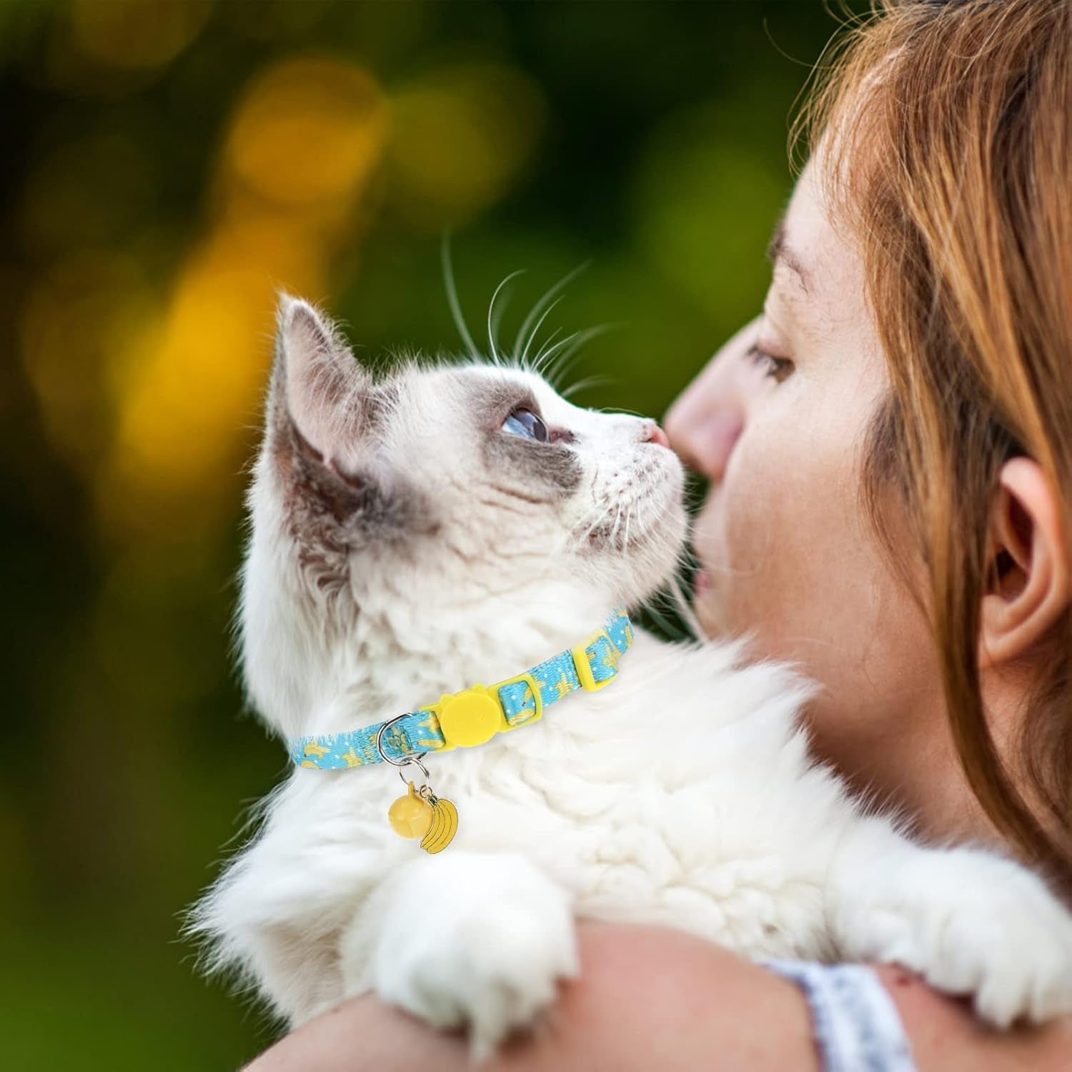 Breakaway Cat Collars with Bell & Cute Pendants, 3 Pack Safety Buckle Kitten Collars, Adjustable Pet Collar Ideal for Girl Boy Cats Puppy (Fruit Pattern)