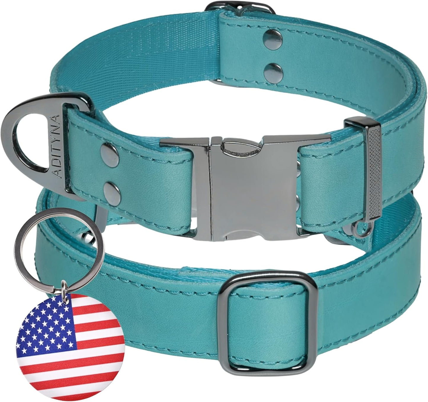 Leather Dog Collar with Metal Buckle - Heavy-Duty, Adjustable for Medium & Large Dogs - Walking, Training, Hiking (Brown, Fits 15-21" Necks)