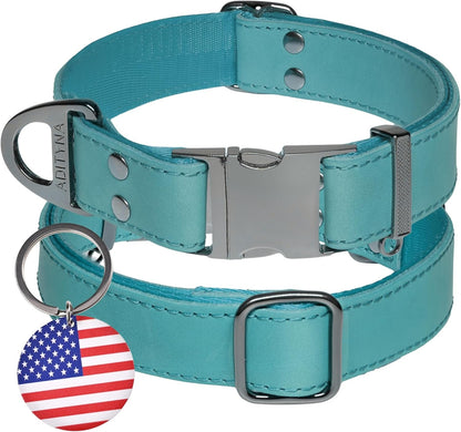 Leather Dog Collar with Metal Buckle - Heavy-Duty, Adjustable for Medium & Large Dogs - Walking, Training, Hiking (Brown, Fits 15-21" Necks)
