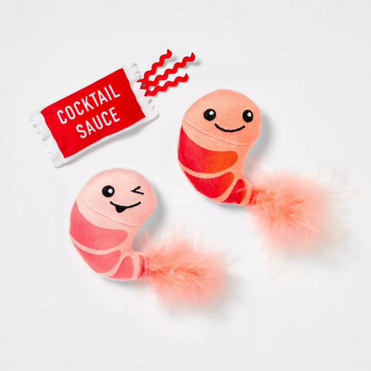 Shrimp & Cocktail Sauce Plush Cat Toy - 3Pk - Boots & Barkley™