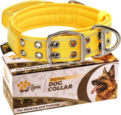 Heavy Duty Dog Collar for Large Dogs - Reflective Collar with Handle for Training, and Walking - Wide, Thick, Tactical, Soft Neoprene Padded