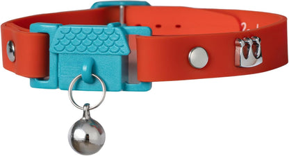 Tangerine Cat Collar with Bell. Breakaway Collar. Won'T Rub Fur. Lightweight, Soft & Comfy
