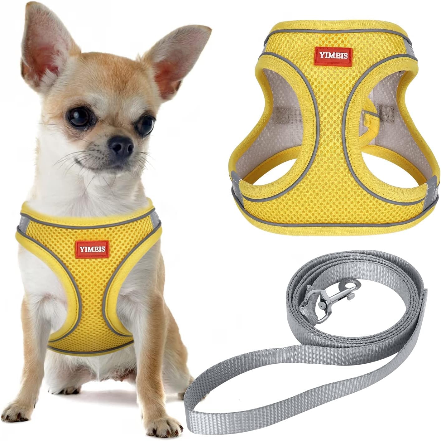 Dog Harness and Leash Set, No Pull Soft Mesh Pet Harness, Reflective Adjustable Puppy Vest for Small Medium Large Dogs, Cats (Pink, X-Small (Pack of 1)