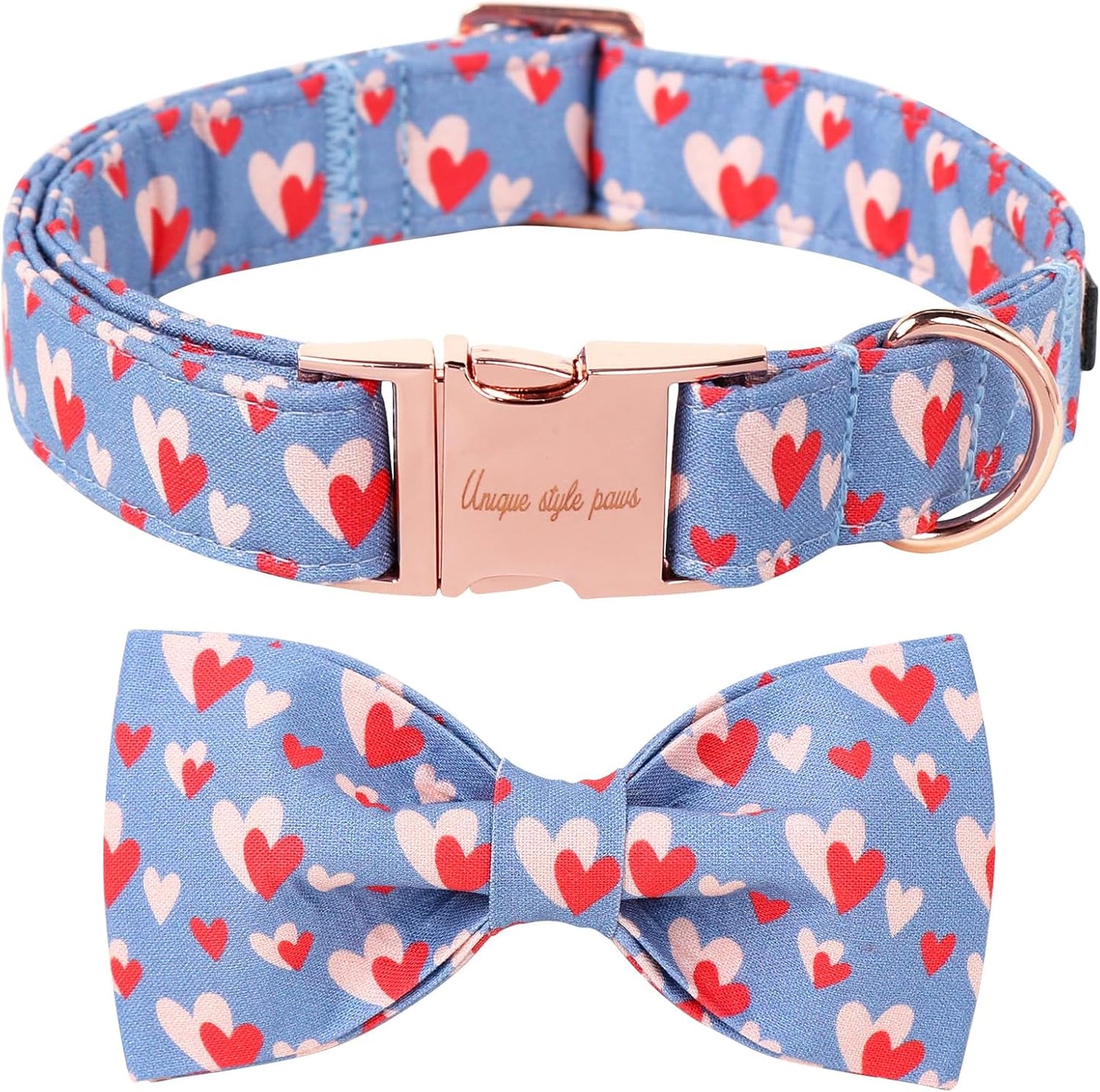 Plaid Dog Collar with Bow Pet Gift Adjustable Soft and Comfy Bowtie Collars for Small Medium Large Dogs