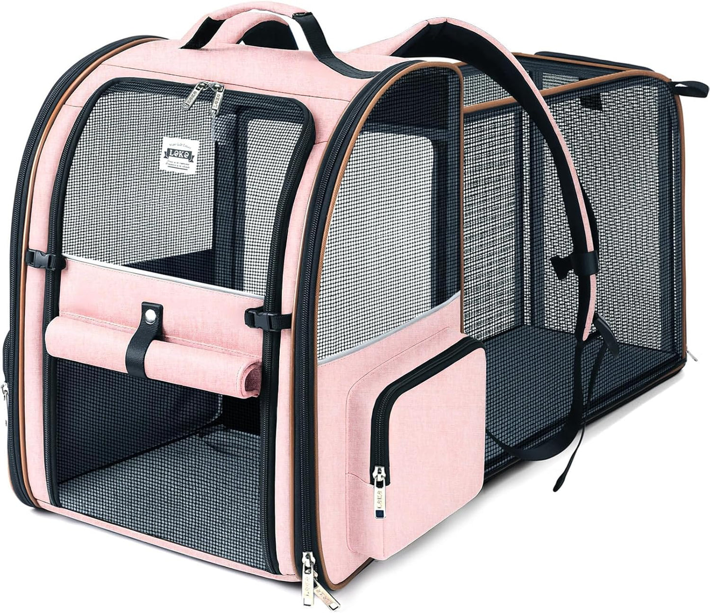 Cat Carrier Backpack, Expandable Pet Carrier with Sun Shade & Full Front Opening, Breathable Mesh Backpack for Small Dogs & Medium Cats up to 18 Lbs, Foldable for Hiking, Camping (Grey)