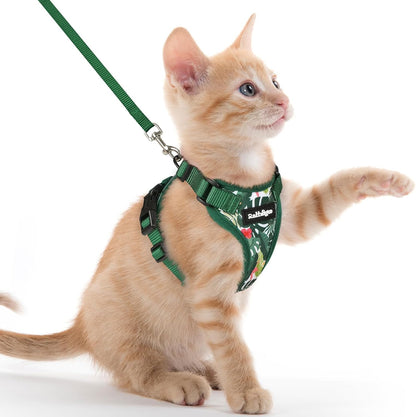 Cat Harness and Leash for Walking, Escape Proof Soft Adjustable Vest Harnesses for Cats, Easy Control Breathable Reflective Strips Jacket, Black, XS