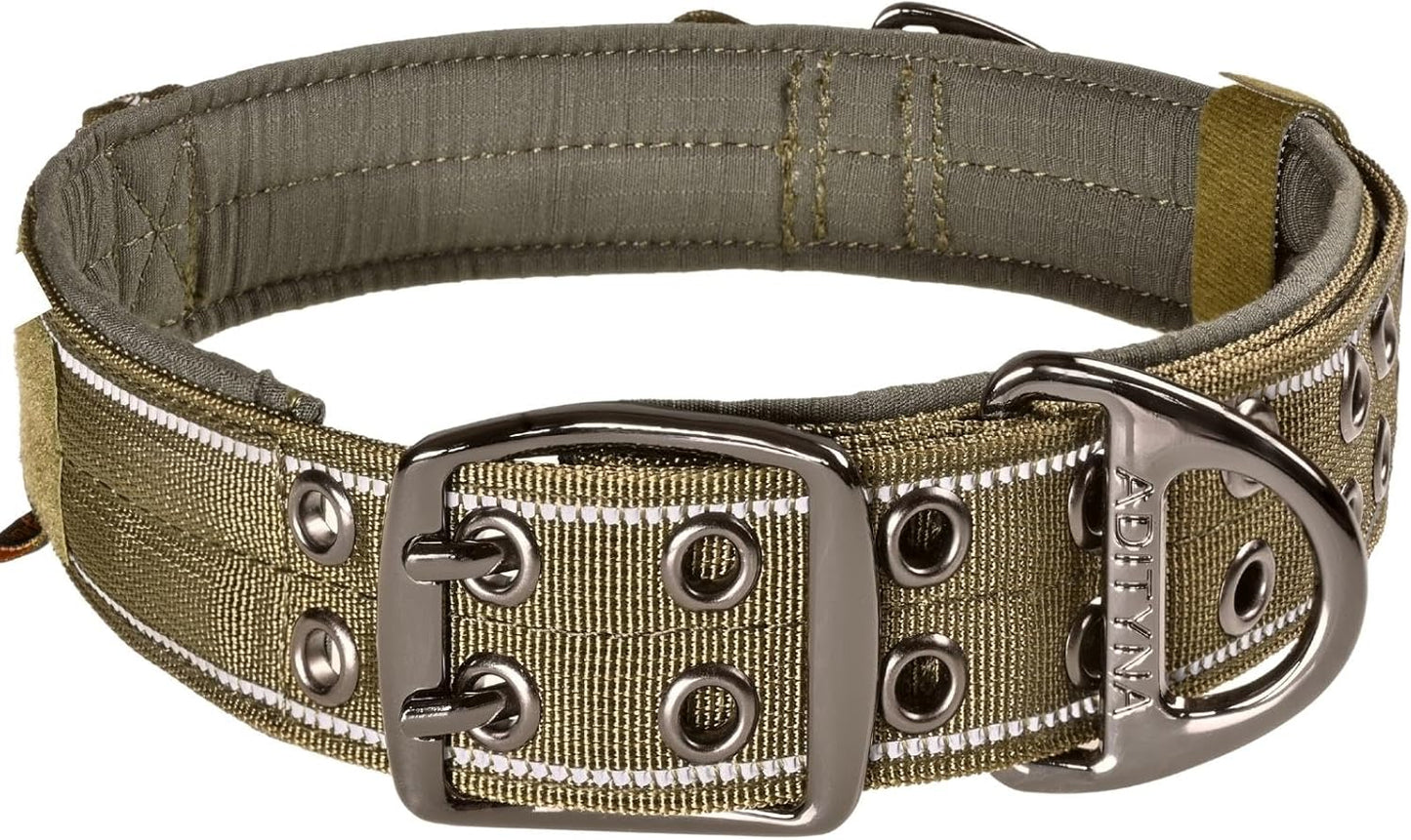Heavy Duty Dog Collar for Large Dogs - Reflective Collar with Handle for Training, and Walking - Wide, Thick, Tactical, Soft Neoprene Padded