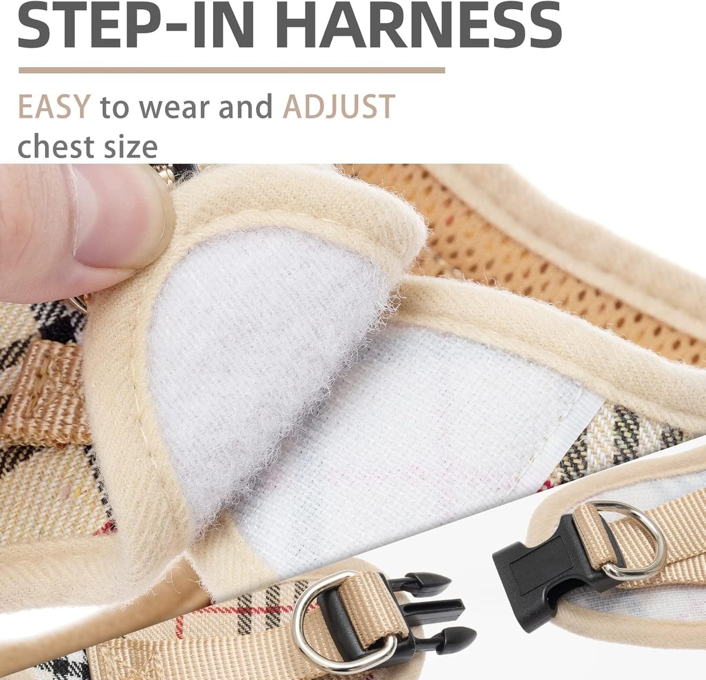 Adjustable Pet Harness Collar &Leash Set Step in for Small Dogs Puppy &Cats Outdoor Training &Running, Soft Mesh Padded Reflective Vest Harness,M: Chest Girth: 16-18In Collar: 11.8-15.7In