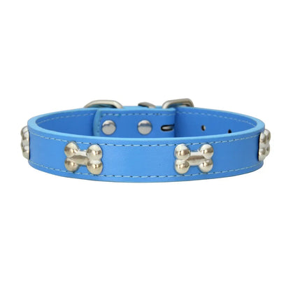New Bone Leather Durable Pet Dog Collars Puppy Pug Collars for Small Large Dog Puppy Neck Collar GXQ13
