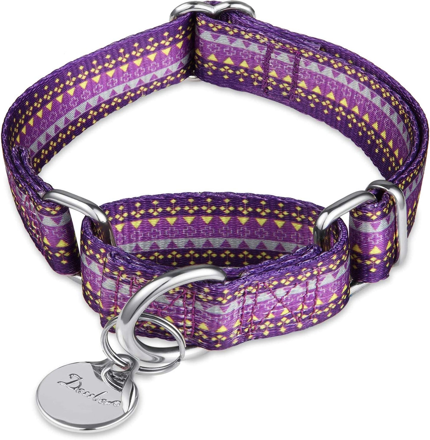 Martingale Dog Collar No Pull Pet Collar Heavy Duty Dog Martingale Collars Silky with Unique Geometric Pattern for Medium and Large Dogs (Large, Turquoise)
