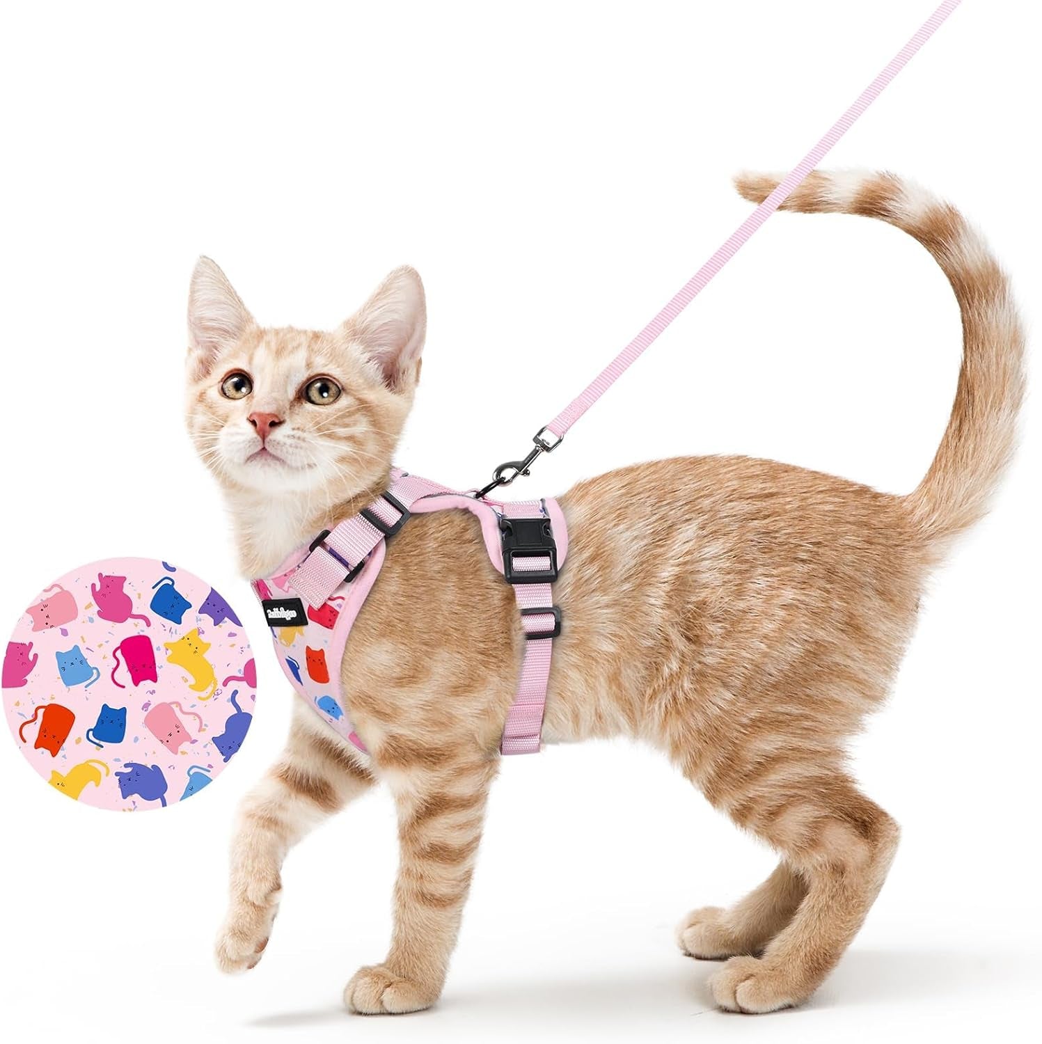 Cat Harness and Leash for Walking, Escape Proof Soft Adjustable Vest Harnesses for Cats, Easy Control Breathable Reflective Strips Jacket, Black, XS
