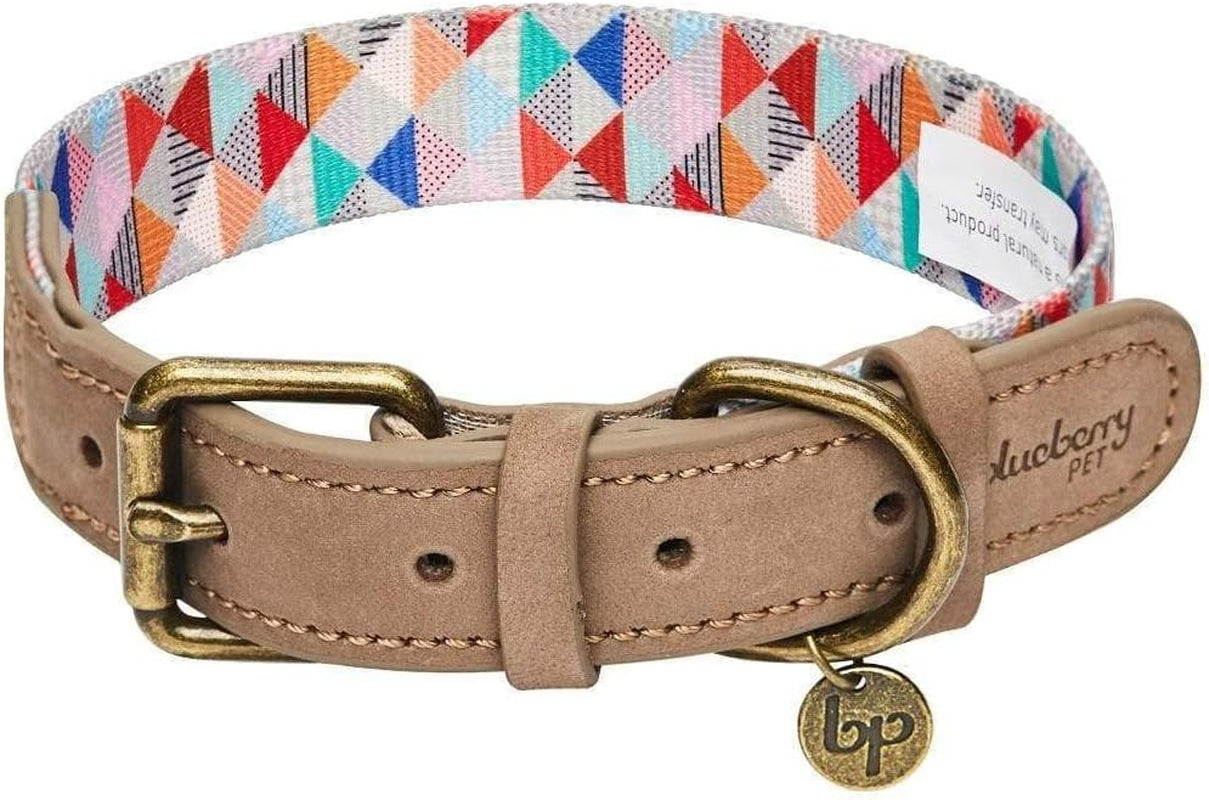 Soft & Comfy Leather Dog Collar - Adjustable Dog Collars for Small Dogs, Genuine Leather Collar for Dogs, Classic Striped Leather Dog Collars, Small, Neck 12"-15"