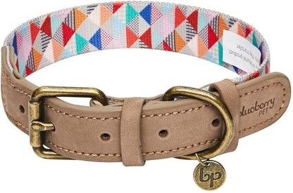 Soft & Comfy Leather Dog Collar - Adjustable Dog Collars for Small Dogs, Genuine Leather Collar for Dogs, Classic Striped Leather Dog Collars, Small, Neck 12"-15"