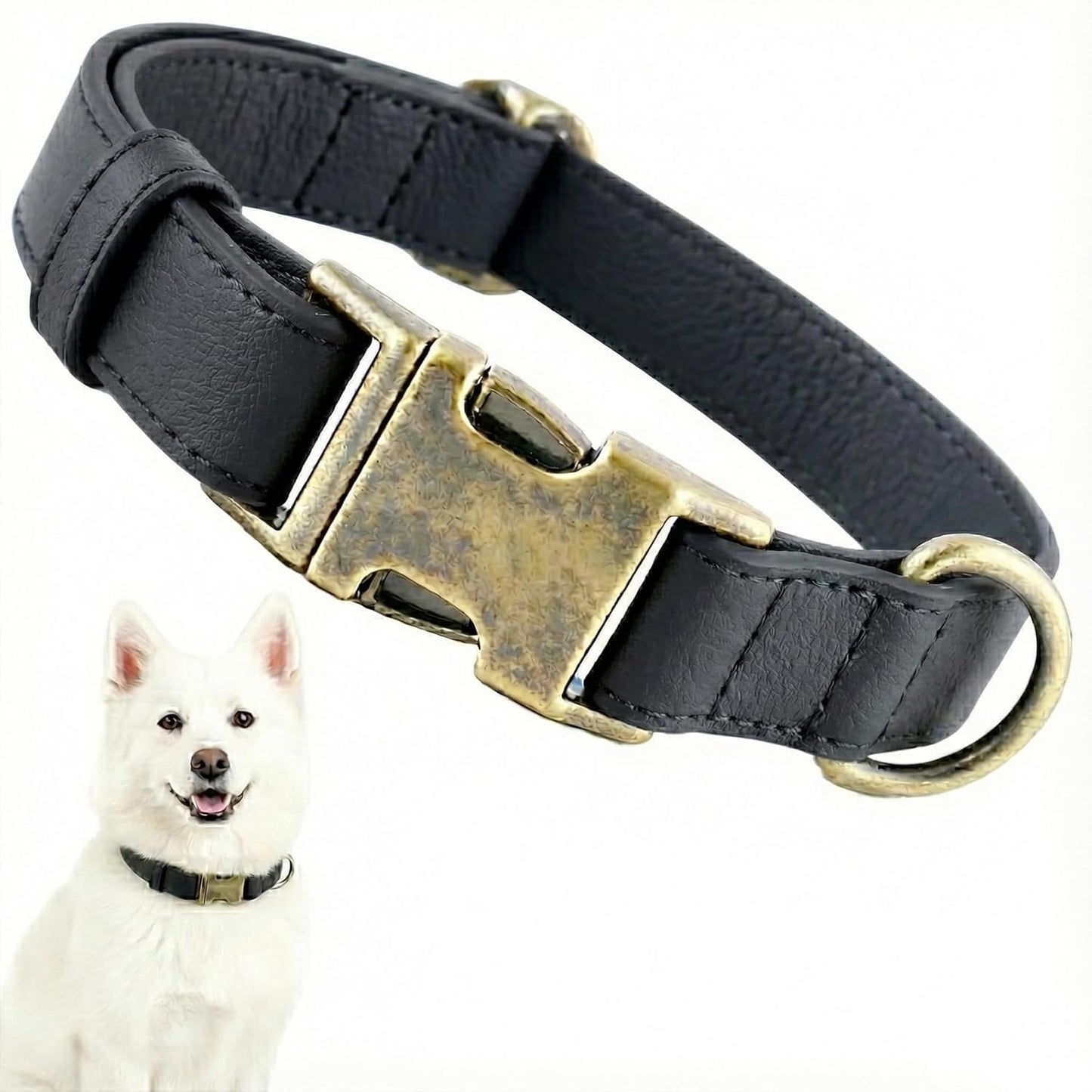Dog Collars for Medium Dogs Silicone Leather Dog Collars Soft Flexible Waterproof Odor-Proof Durable Thick Classic Adjustable Pet Puppy Collar (Green, Medium (12.5-20" Neck))
