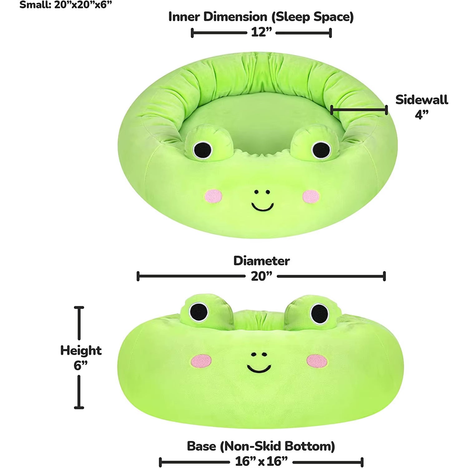 Pet Bed for Small Dogs Cats Winter Warm Plush round Puppy Bed Green Cartoon Frog Design Dog Nest Cat Basket