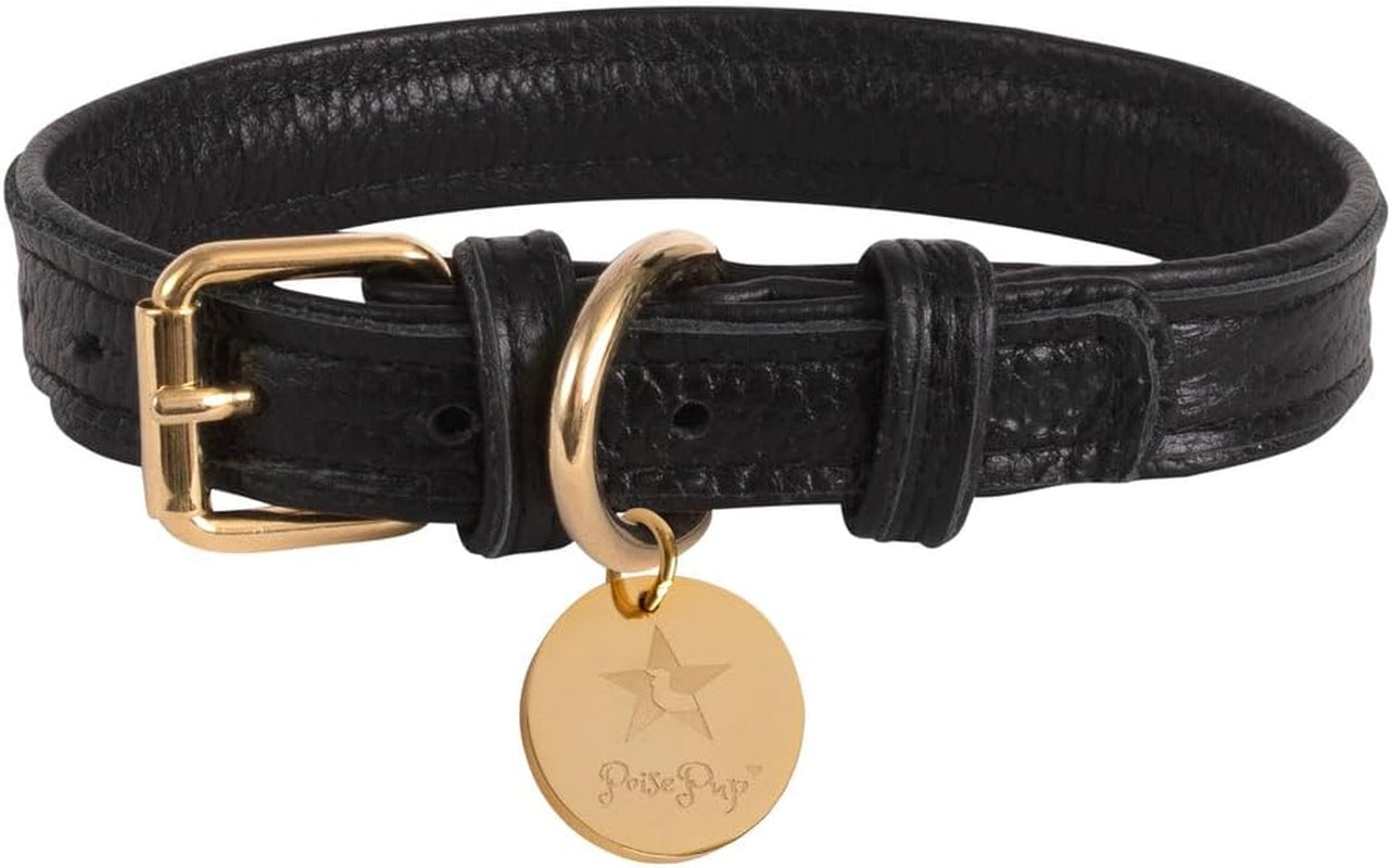 Genuine Leather Collar with Buckle for Dogs - Handmade, Adjustable & Soft - Brown | Light Pink - Medium (12.5-15.7 In)