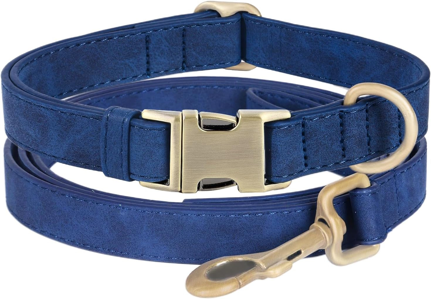 Genuine Leather Dog Collar - Adjustable Pet Collar with Quick Release Metal Buckle, Soft Skin Friendly Real Leather Collar for Small, Medium, Large Dogs (Dark Green Collar + Rope, M：Fit 12-20" Neck)