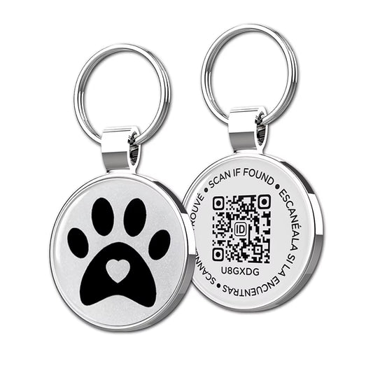 QR ID Pet Tag, Metal Dog Tag with QR Code, Real-Time Scan Alerts, Record Pet Profile, No Subscription or Fees