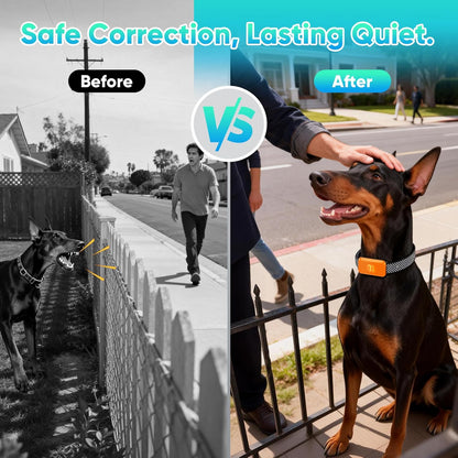Dog Bark Collar for Large Medium Small Dogs, Effective No-Bark Collar, Smart Barking Collar, Rechargeable Bark Collar with 7-Level Sensitivity, 3 B & V Modes, Waterproof, Neon Orange