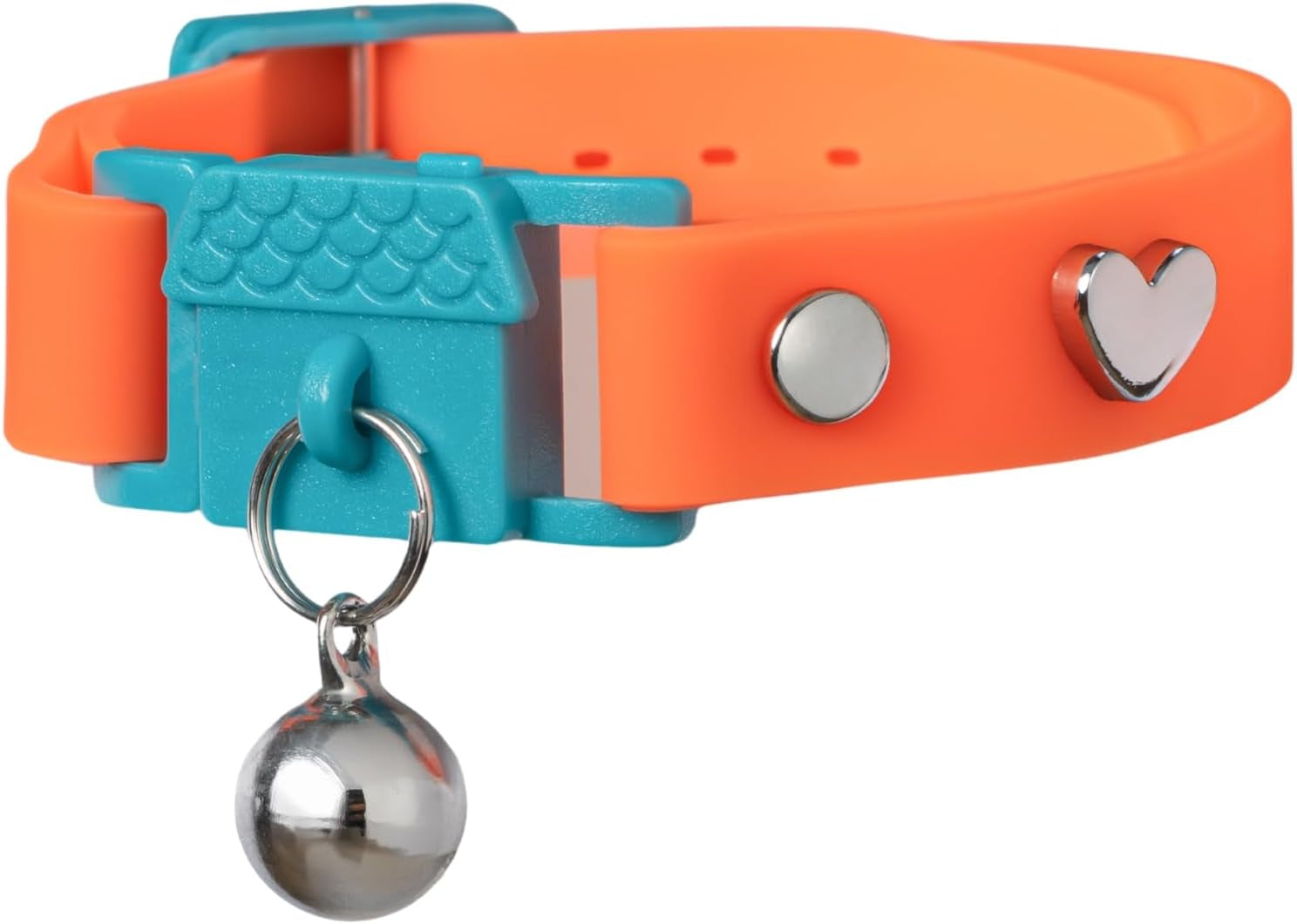Tangerine Cat Collar with Bell. Breakaway Collar. Won'T Rub Fur. Lightweight, Soft & Comfy
