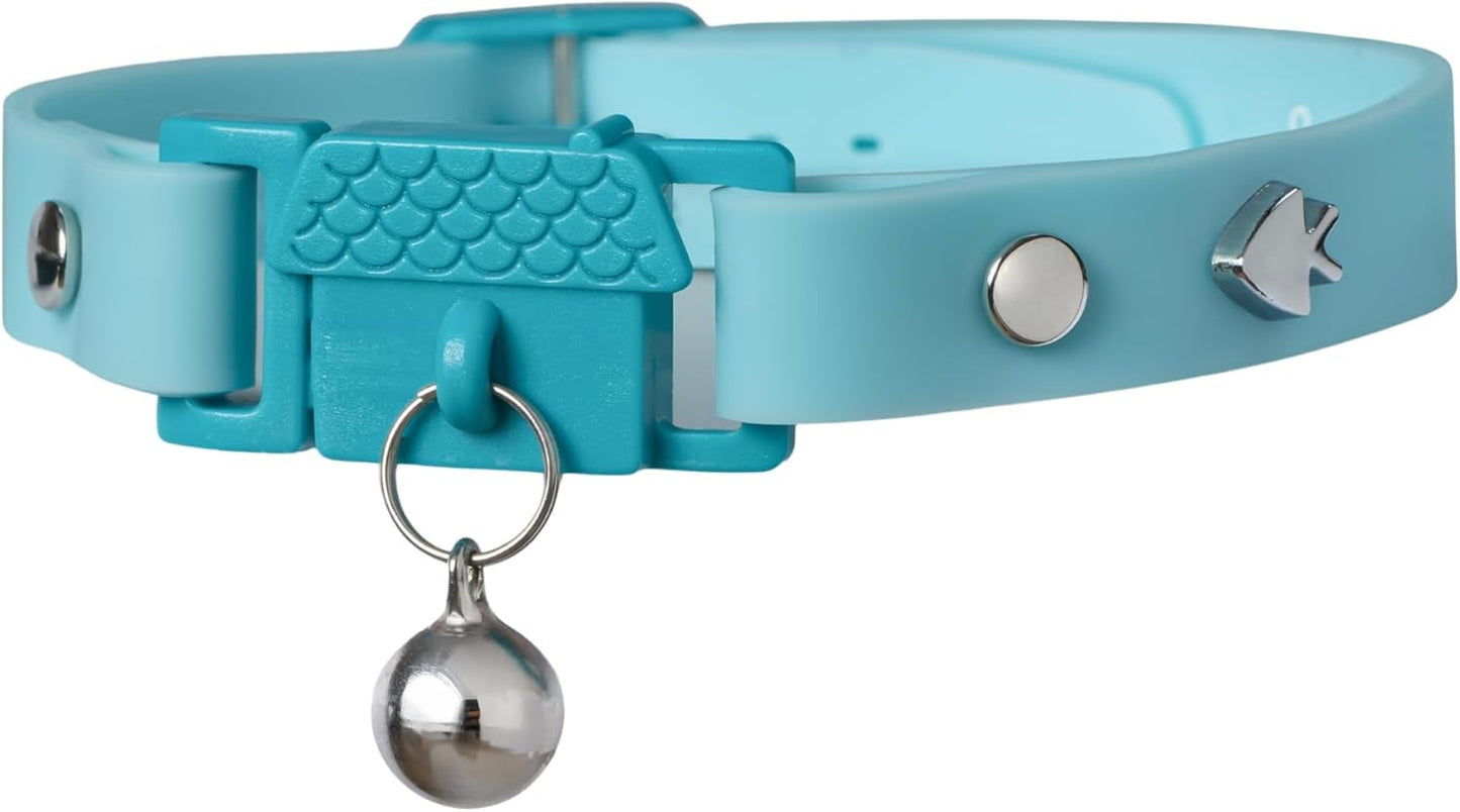 Tangerine Cat Collar with Bell. Breakaway Collar. Won'T Rub Fur. Lightweight, Soft & Comfy