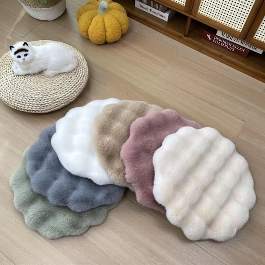 Winter Plush Cat Bed Mat round Pet Bed for Cats Small Dogs Fleece Pet Sleeping Mat Kitten Puppy Nest Pet Cushion Cat Accessories