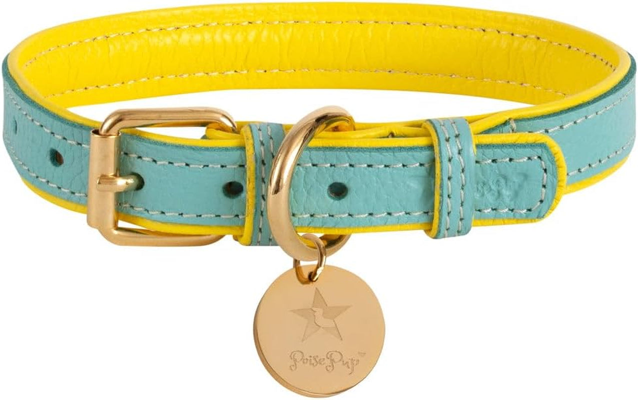 Genuine Leather Collar with Buckle for Dogs - Handmade, Adjustable & Soft - Brown | Light Pink - Medium (12.5-15.7 In)