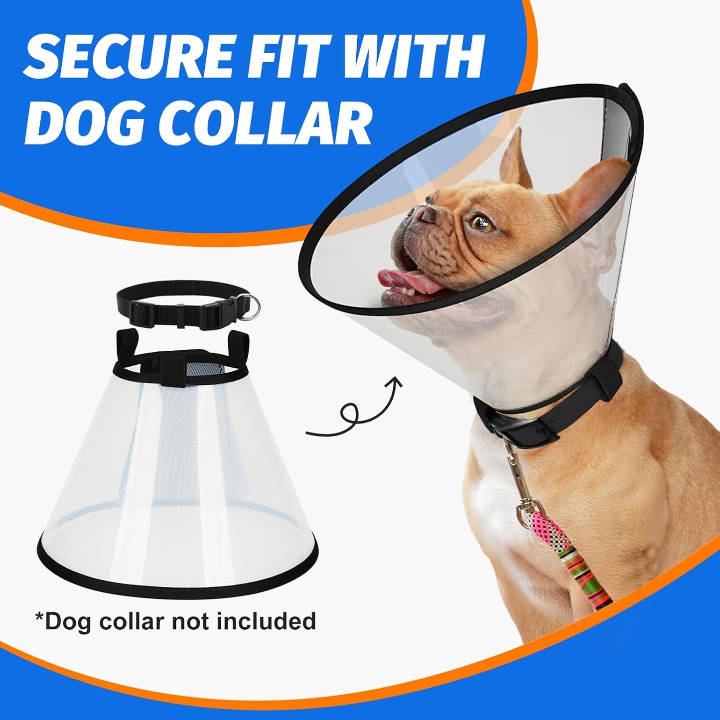 Dog Cone Collar Adjustable after Surgery, Comfortable Pet Recovery Collar & Cone for Large Medium Small Dogs, Elizabethan Dog Neck Collar Plastic Practical （L）