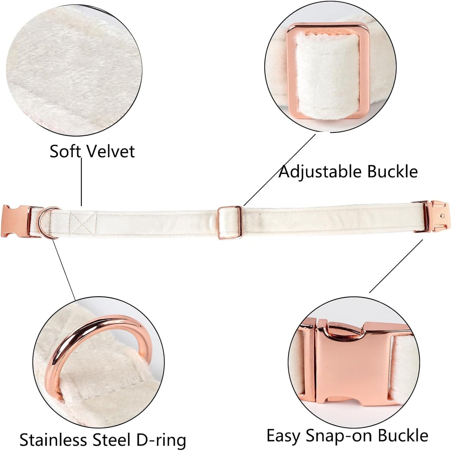 Velvet Dog Collar for Small Medium Dog, Durable Soft Velvet, White Green Orange Brown for Girl Boy, Adjustable Metal Buckle Puppy Collar Suitable for Running, Playing and Weddings. (Brown, XS)