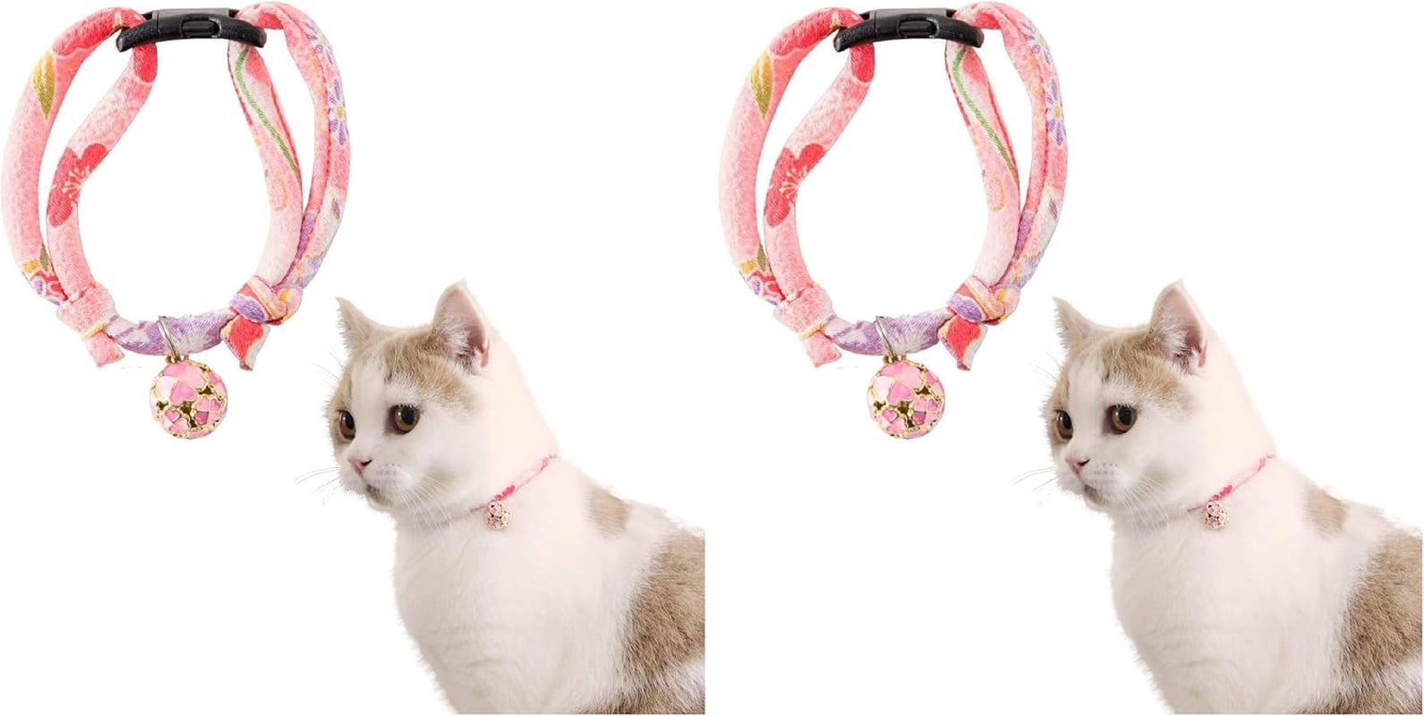 Chirimen Cat Collar with Clover Bell (Navy) with Bell Safety Breakaway Soft Lightweight for Cats Kitty Kitten Japanese Stylish Pattern, No.1 Seller in Japan