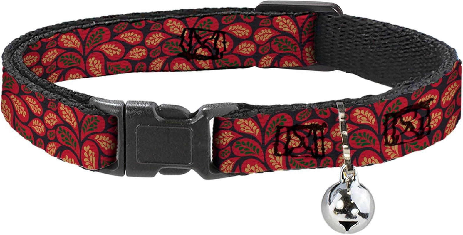 Cat Collar Breakaway Leaves Swirl Navy Burgundy 8 to 12 Inches 0.5 Inch Wide