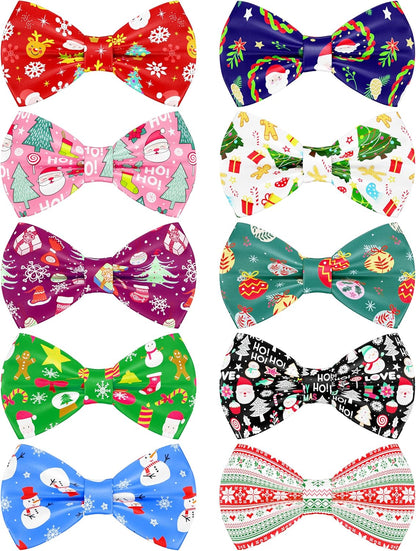 10 Pack Plaid Small Dog Bow Ties Sliding Collar Attachments Puppy Cats Classic Bowties for Medium Dogs Rainbow Bowknots Christmas Party Holiday Pet Grooming Accessories(Small)