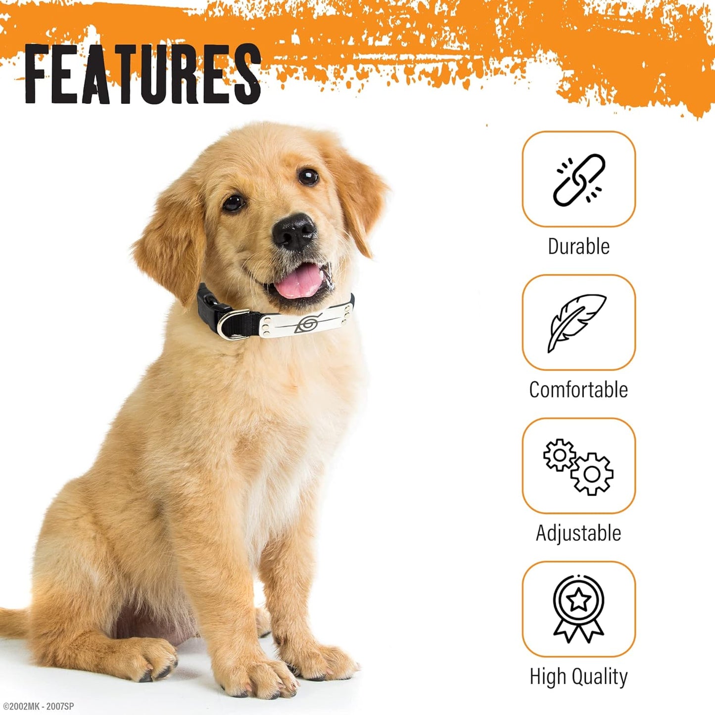 Naruto Dog Collar for Large Dogs, Medium, Xs/Small Puppy Collars – Officially Licensed Naruto Shippuden Hidden Leaf Village Anime Dog Collar, Naruto Gifts Pet Collar for Dogs Navy Rogue, MED